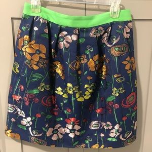 Navy embroidered skirt